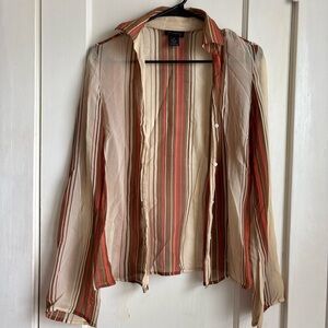 The Limited Silk Shirt with Red and Beige Stripes